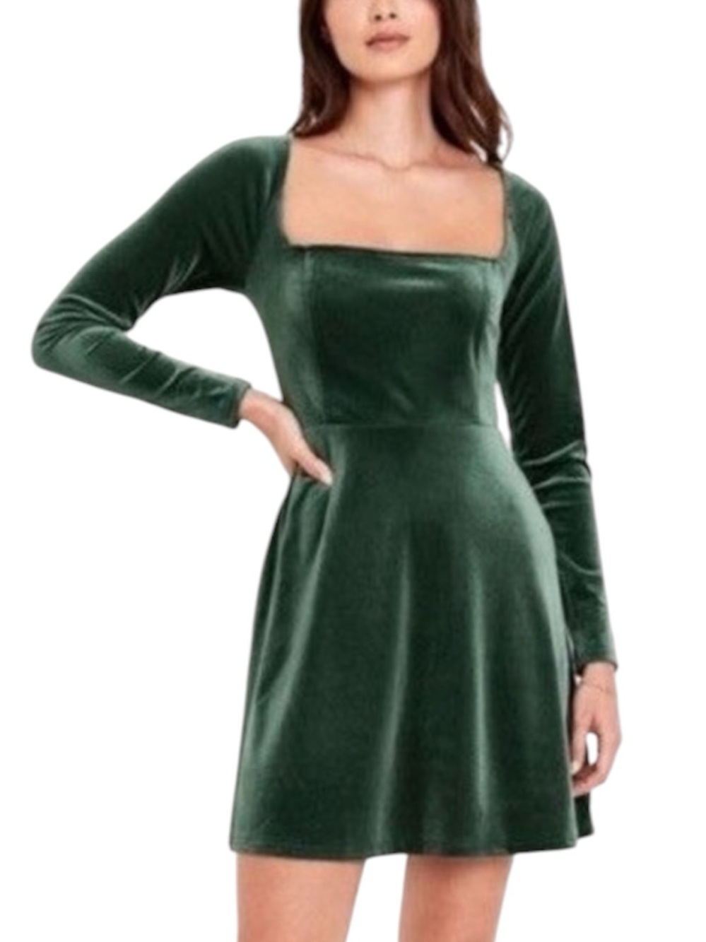 Old Navy Women's Fit & Flare Velvet Mini Dress Small Dark Green Fairy Romantic